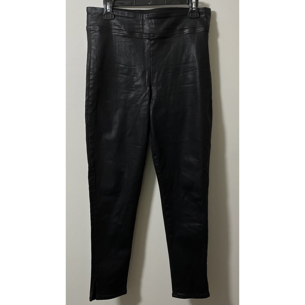 Frame Jetset Skinny Crop Pull On Jeans 2 Sheen Noir Black Model Off Duty